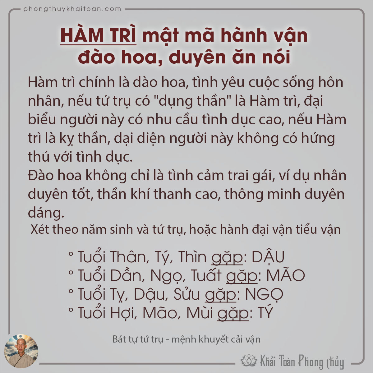 bát tự tứ trụ Hàm trì
