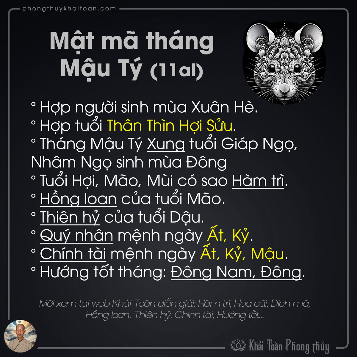tứ trụ mật mã tháng Tý